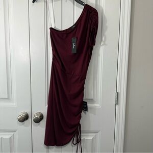 NWT Lulu's Chic One-Shoulder Burgundy Dress
